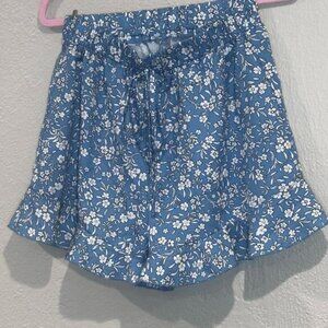 Womens Floral Print Blue Shorts Size M